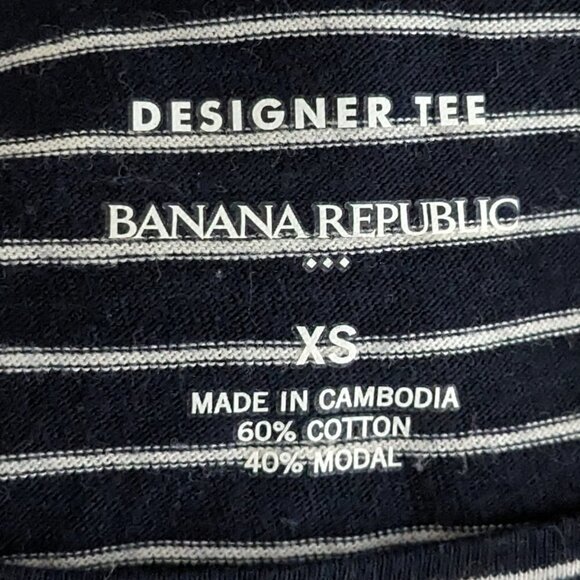 Women's "Banana Republic" Designer Tee" Navy Striped Long Sleeve Top; Size XS - Picture 4 of 5